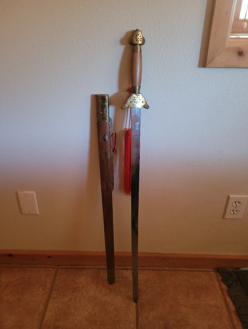 Tai Chi Sword With 30 Inch Flexible Metal Blade And Wooden Scabard.
